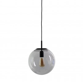 Oriel Lighting-Newton.30 Matt Black & Brushed Brass and Clear Glass Pendant